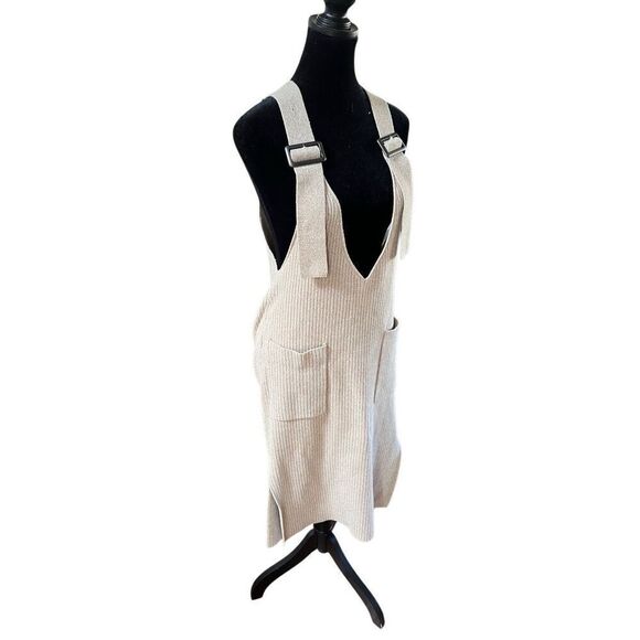 MOUSSY RIB KNIT JUMPER Sweater Overalls Dress Tan Women’s S/M/L Free Size - Picture 4 of 16